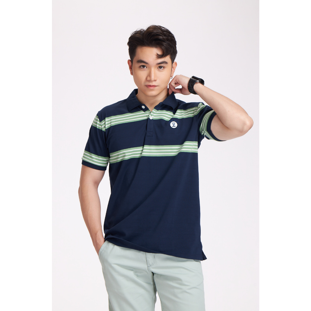 Áo POLO Nam Regular Fit 06259 Sọc Cách Điệu, Chất Vải Cotton Thấm Hút Tốt