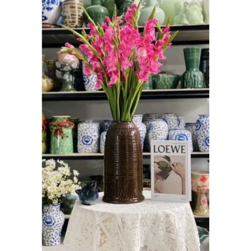 Bình lọ cắm hoa dáng chuông gốm sứ Bát Tràng hàng đẹp dày dặn 27cm,32cm,37cm