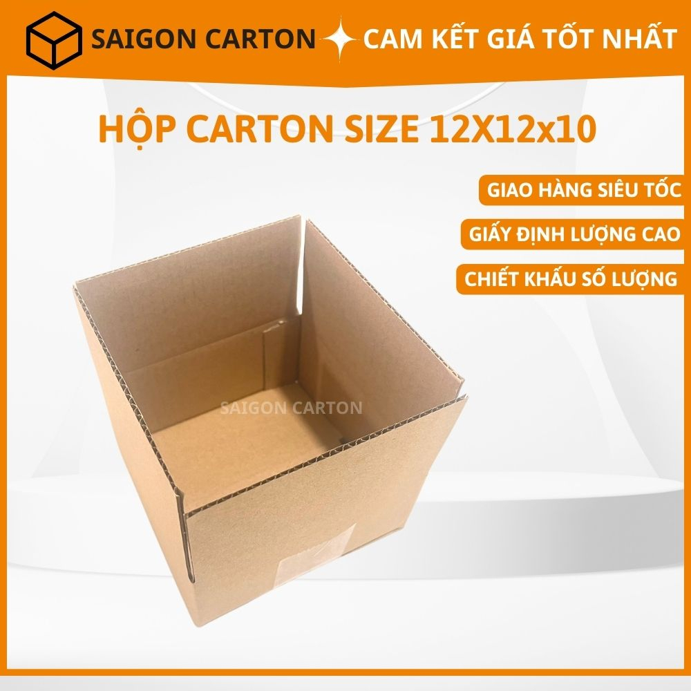50 Hộp carton đóng gói hàng cho shop size 12X12X10 cm  - sản xuất bởi SÀI GÒN CARTON