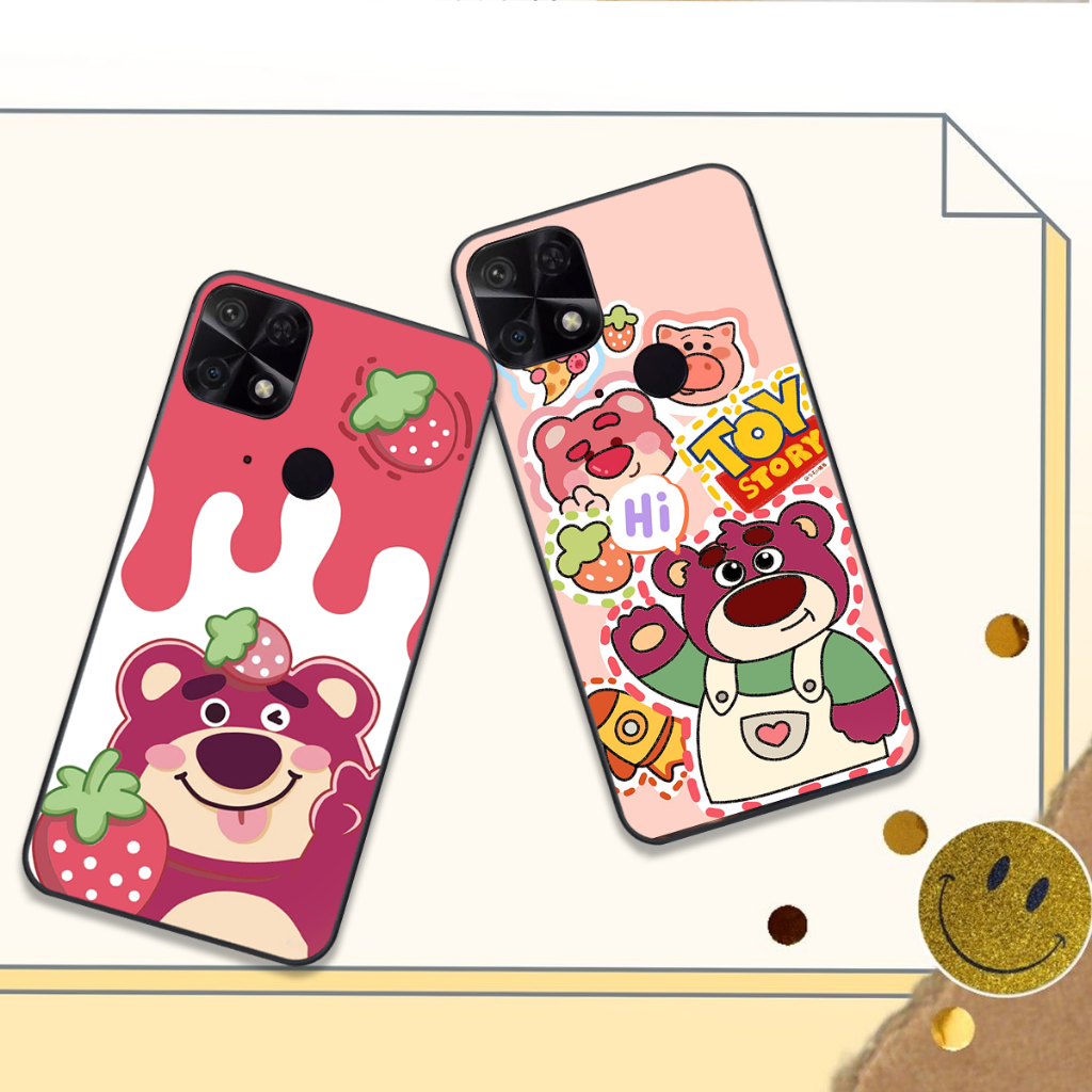 Ốp Xiaomi Redmi Poco C40 / Redmi 10C / Redmi 12C in hình họa tiết gấu dâu , gấu lotso hồng đẹp cute hot trend
