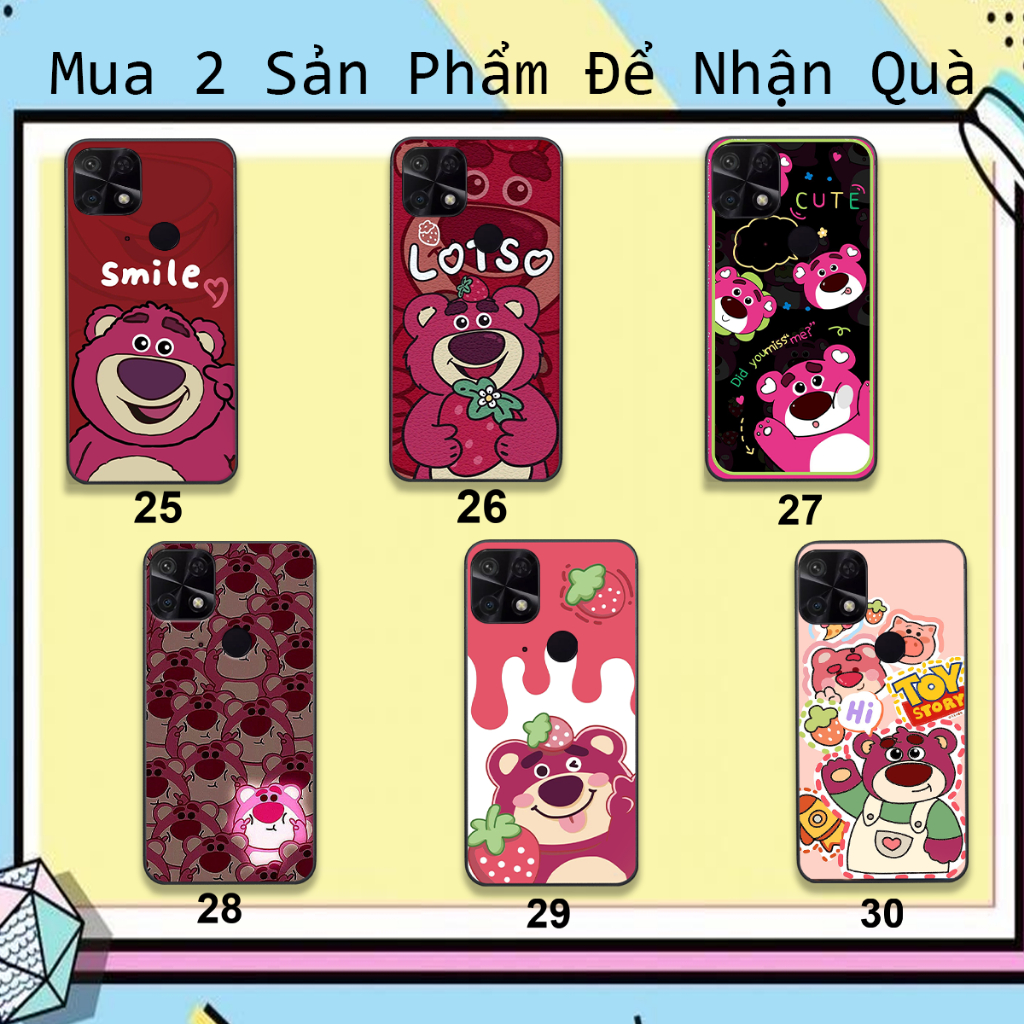 Ốp Xiaomi Redmi Poco C40 / Redmi 10C / Redmi 12C in hình họa tiết gấu dâu , gấu lotso hồng đẹp cute hot trend