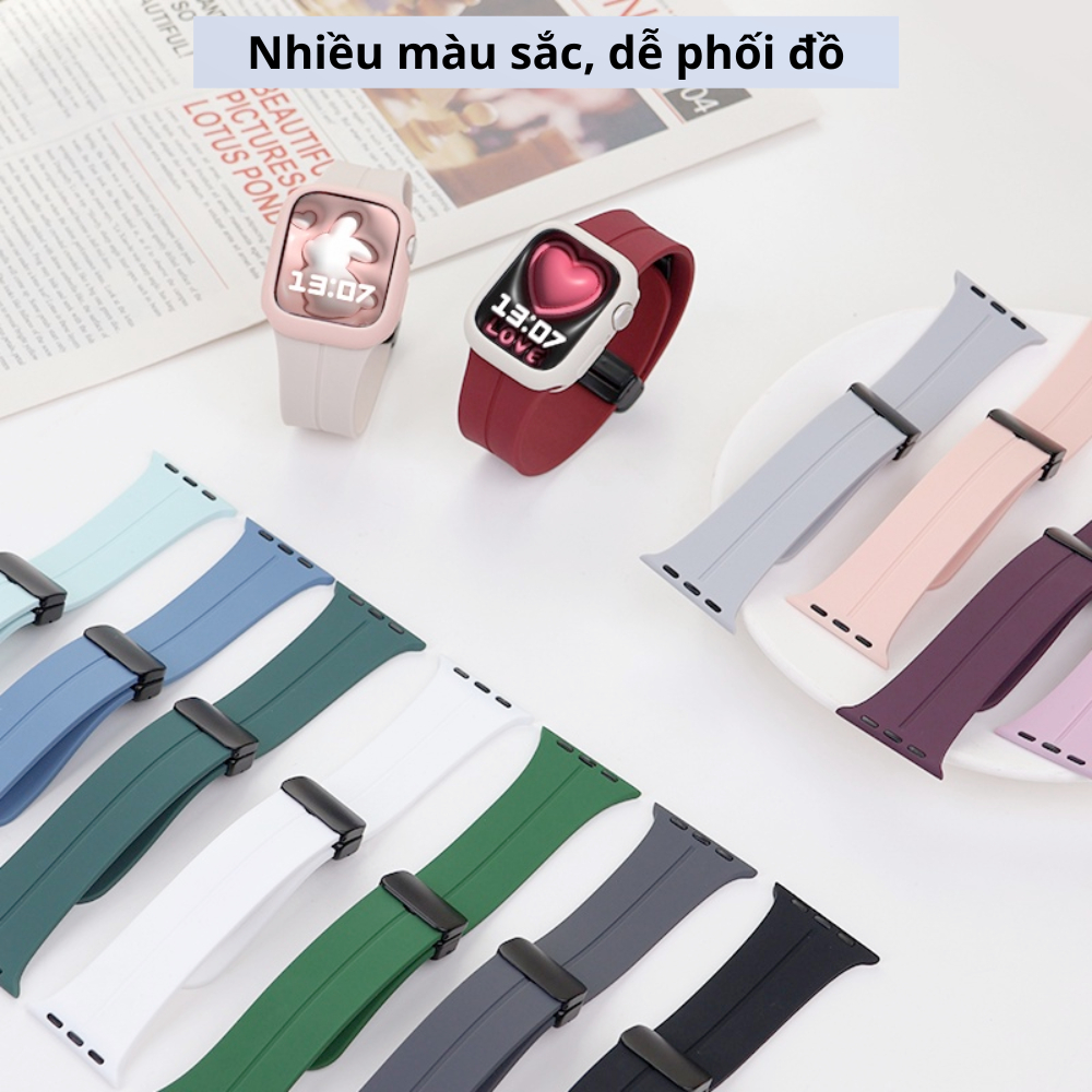 Combo dây silicone khoá nam châm và ốp silicon full body [LOẠI A1] dành cho đồng hồ thông minh size 38/40/41/42/44/45mm
