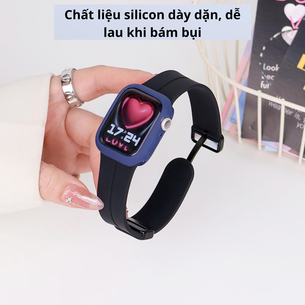 Combo dây silicone khoá nam châm và ốp silicon full body [LOẠI A1] dành cho đồng hồ thông minh size 38/40/41/42/44/45mm
