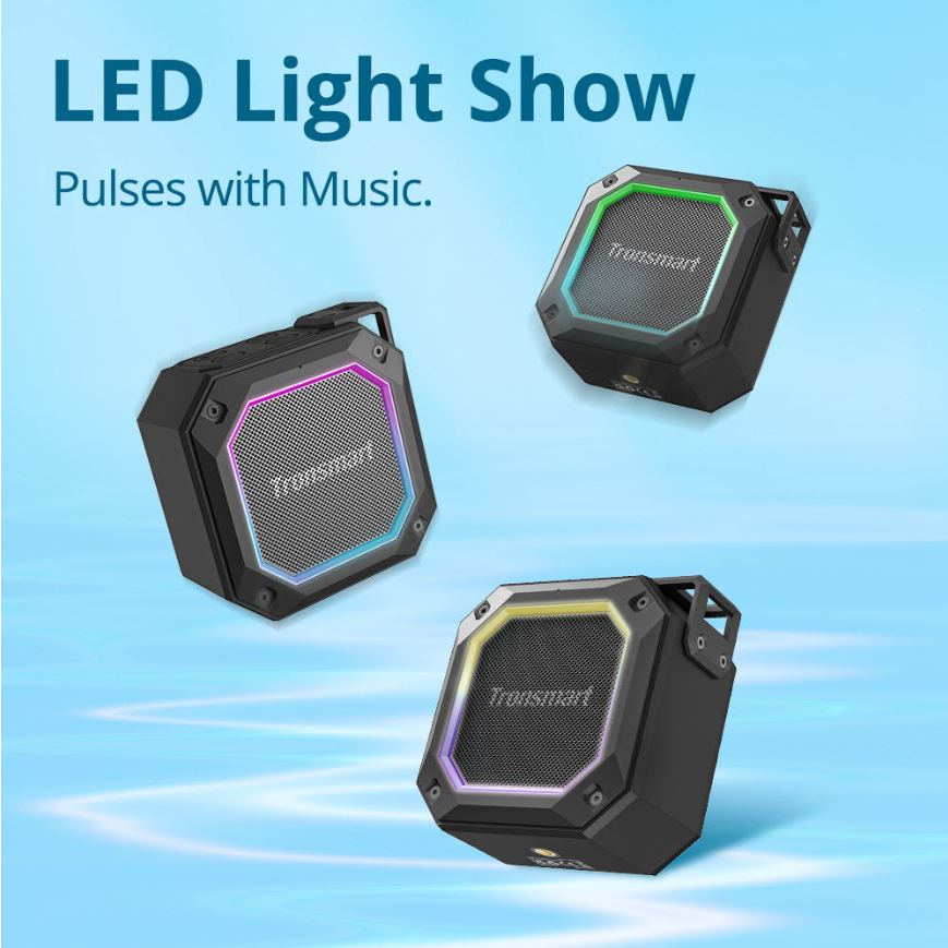 Loa di động Bluetooth 5.3 Tronsmart Groove 2 công suất 10W, chống nước IPX7, Bass Mạnh nâng cấp đèn led nháy theo nhạc