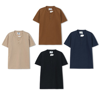 Áo Thun Henley Dekace Tay Ngắn Vải Cotton Thun Dày Dặn Co Giãn