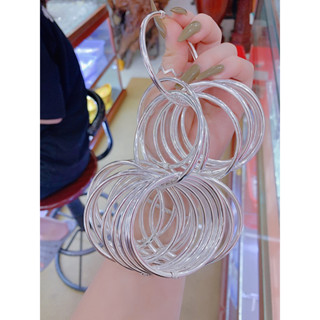 vòng tay rỗng tròn trơn bạc ta HHj