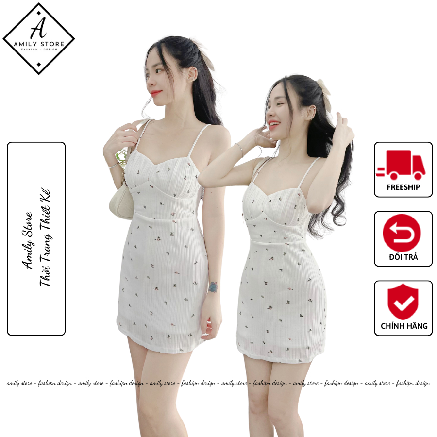 Váy 2 dây ôm body V003 Amily màu Trắng Kem tôn da chất liệu thun tăm nhập Hàn mền mại co giãn kiểu dáng hàn quốc