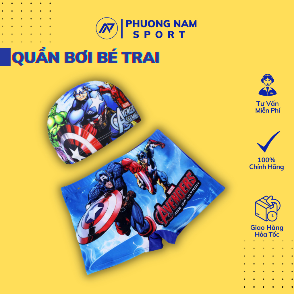 Quần bơi bé trai siêu nhân nhện chất liệu bền đẹp cao cấp chống thấm nước tốt
