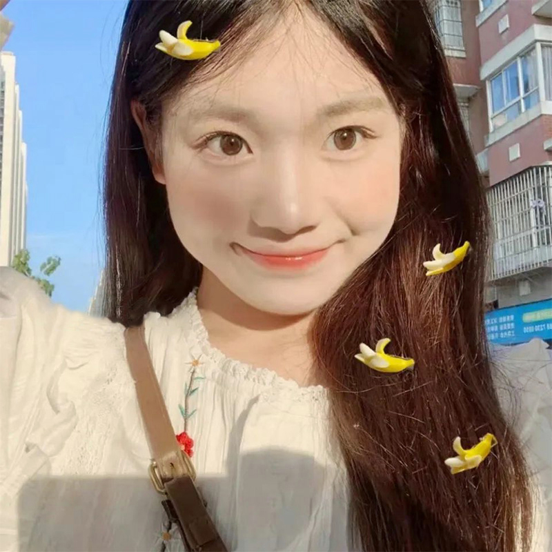 🍒🍒CHERRYKOKO Kẹp Tóc Hình Quả Chuối Dễ Thương Sáng Tạo Vui Nhộn Cho Bé Gái