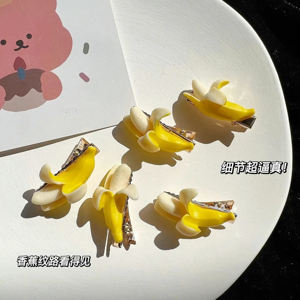 🍒🍒CHERRYKOKO Kẹp Tóc Hình Quả Chuối Dễ Thương Sáng Tạo Vui Nhộn Cho Bé Gái