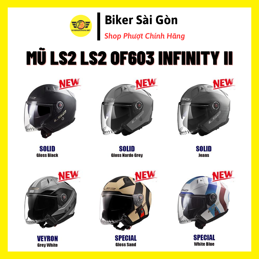 Mũ Bảo Hiểm 3/4 Hai Kính LS2 OF603 Infinity II - Biker Sài Gòn