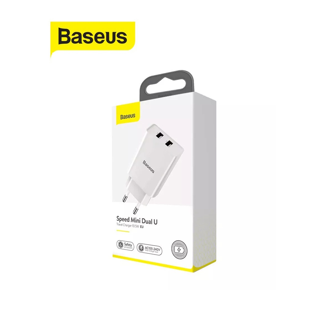 Củ sạc 10.5W Baseus Speed Mini Dual USB sạc 2.1A trang bị 2 cổng sạc USB cho iP/Samsung/xiaomi, chân tròn