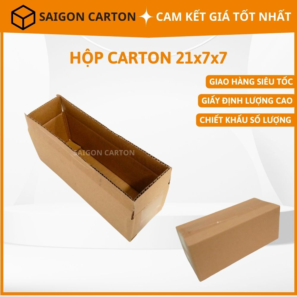 Hộp carton đóng gói hàng cho shop online size 21x7x7 cm  - sản xuất bởi SÀI GÒN CARTON