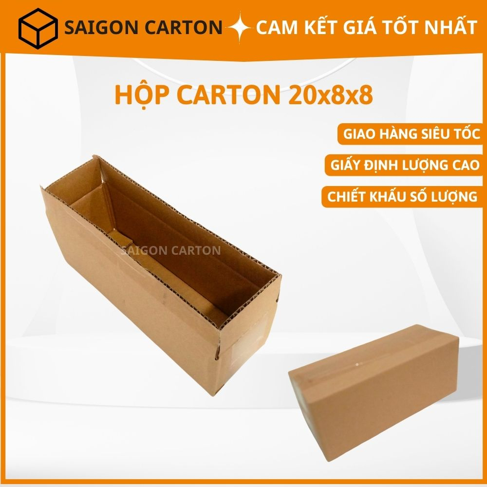 50 Hộp carton đóng gói hàng online size 20x8x8 cm -  sản xuất bởi SÀI GÒN CARTON