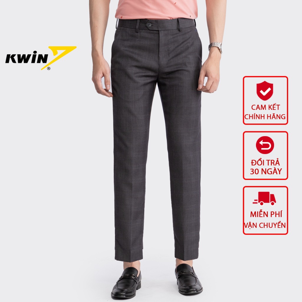 Quần Âu Nam INSIDEMEN phom Cropped fit năng động họa tiết kẻ lịch lãm ITR00103