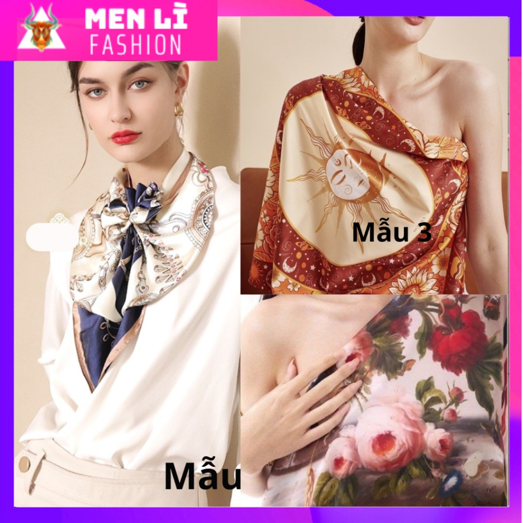 Khăn lụa vuông choàng cổ size 70x70 cm, khăn lụa bandana, Khăn Lụa  Vuông Cao Cấp 70X70 cm, khăn Turban, bohemian