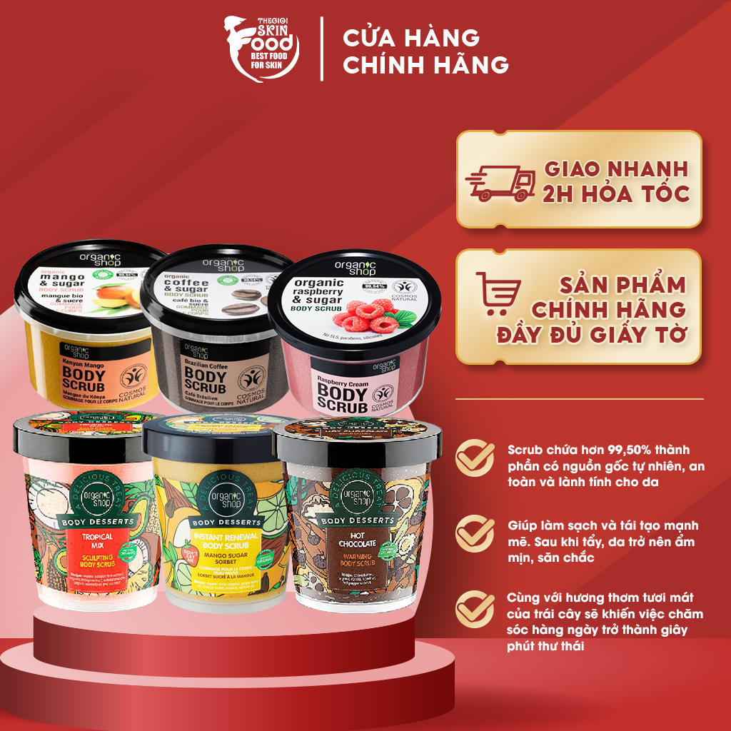 Tẩy Tế Bào Chết Toàn Thân Dưỡng Da Ẩm Mịn Organic Shop Body Srucb