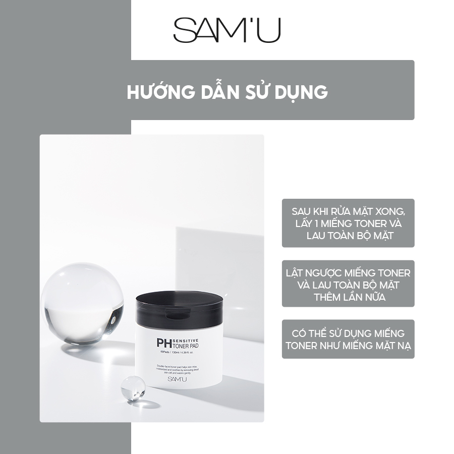 Nước Hoa Hồng Dạng Miếng SAM'U PH SENSITIVE TONER PAD 130ml