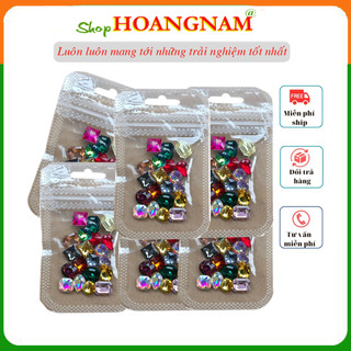 Đá hình khối nhỏ mix size, mix màu siêu sáng cao cấp trang trí móng làm đẹp nail mi thời trang nữ shop hoangnam
