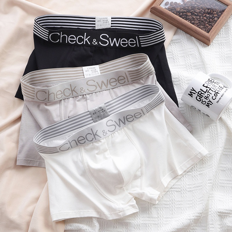 Quần sịp boxer nam Check & Sweel, chất vải cotton mềm mịn, thấm hút mồ hôi, co dãn 4 chiều