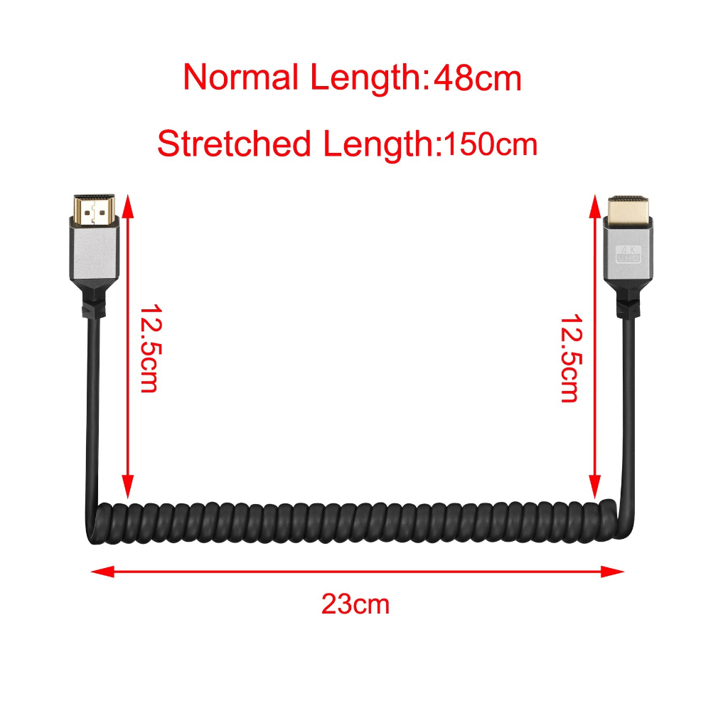 Cáp HDMI lò xo xoắn co giãn Mini HDMI / Micro HDMI 2.0 tương thích 4K 1080p 60Hz cho máy ảnh laptop máy tính thu gọn