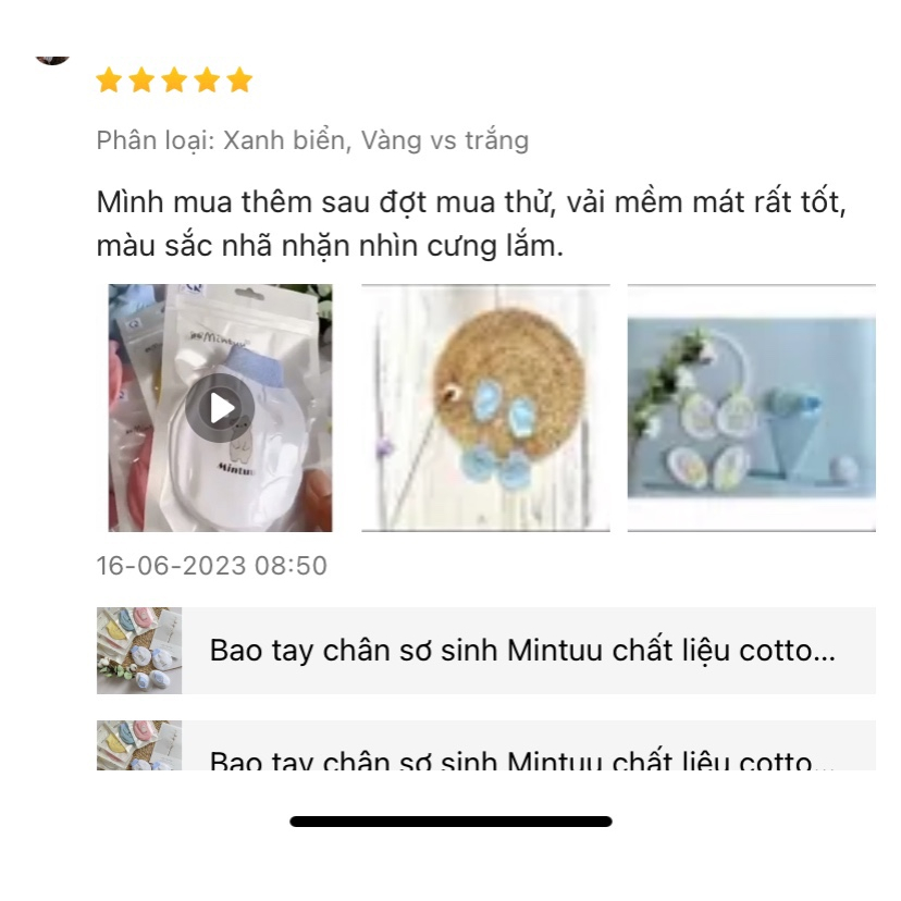 Bao tay chân sơ sinh Mintuu chất liệu cotton 4 chiều cao cấp