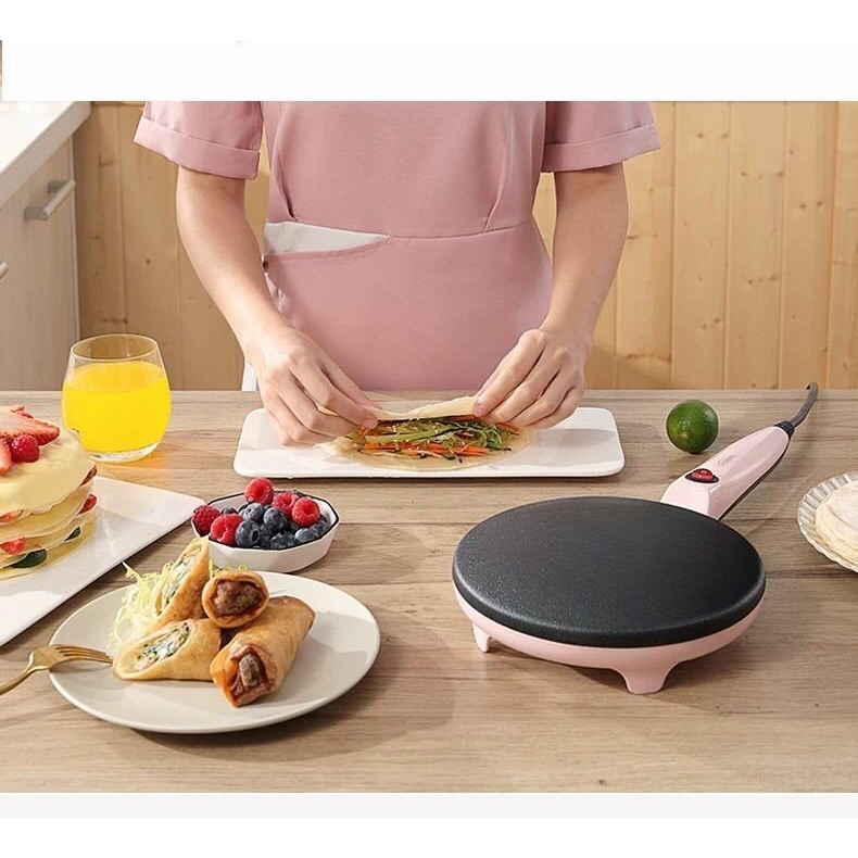 Máy Làm Bánh Crepe Màu Hồng, Bánh Cuốn, Bánh Tráng Cao Cấp SH-111 Công Suất 600W