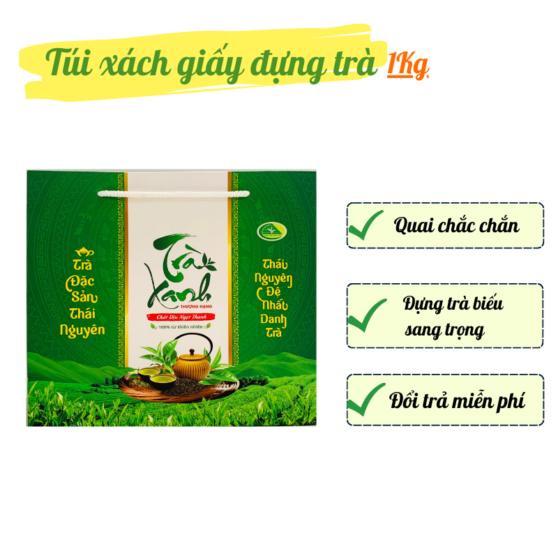 Túi Xách Giấy Đựng Trà Thái Nguyên 1kg Làm Quà Biếu