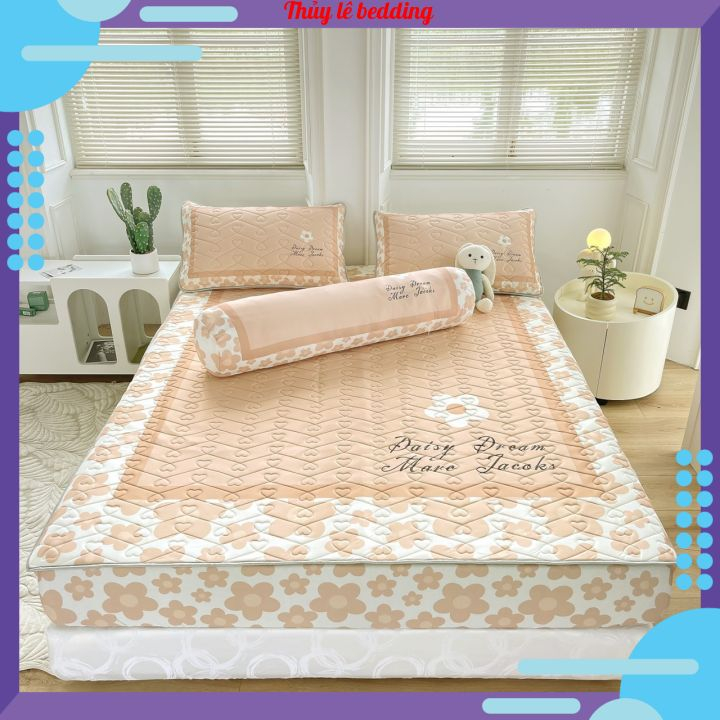 Chiếu điều hòa cao su non bọc đệm trần tim, ga cao su non siêu cấp bo chun bọc đệm tặng kèm vỏ gối nằm hàng cao cấp