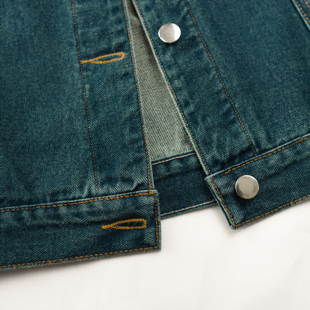 Bộ quần áo denim nam màu xanh vintage LADOS - 7100 vải jean dày dặn, phong cách, cá tính, dễ phối đồ, cao cấp