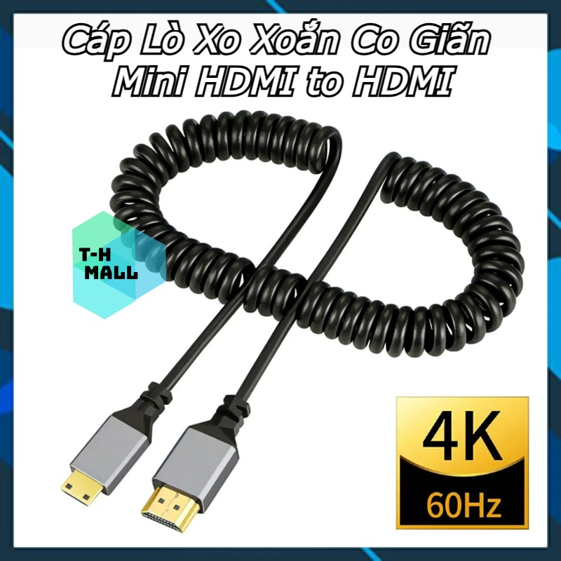Cáp Mini HDMI lò xo xoắn co giãn HDMI / Micro HDMI 2.0 tương thích 4K 1080p 60Hz cho máy ảnh laptop máy tính thu gọn