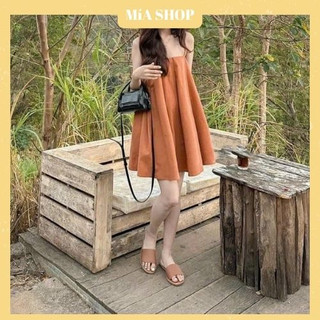 ĐẦM DOLL 2 DÂY CHẤT LINEN KHÔNG NHĂN - DA3023