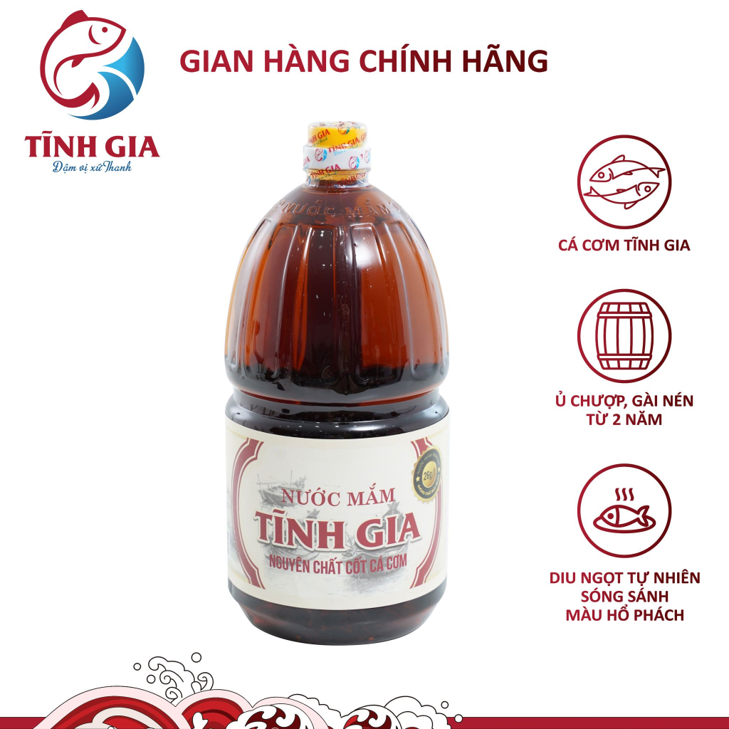 Nước mắm Tĩnh Gia 27 độ 2 lít - vị mặn vừa phải, kết hợp dứa thơm và cơm nếp đẩy vị ngọt tự nhiên của cá, mùi thơm ngon