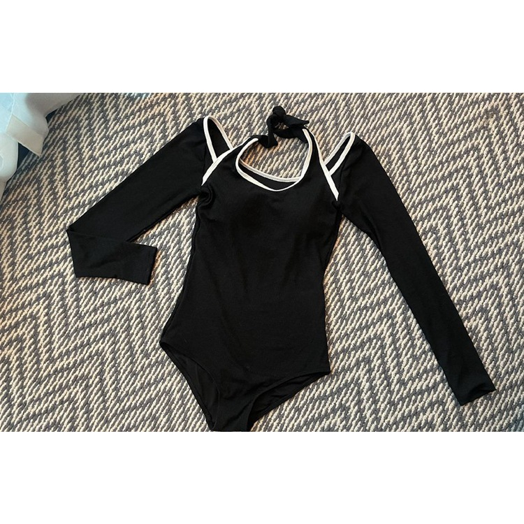 Mẫu mới Bikini một mảnh cut-out vai quyến rũ Hàn Quốc, đồ bơi tay dài chống nắng, monokini chất thun gân mịn