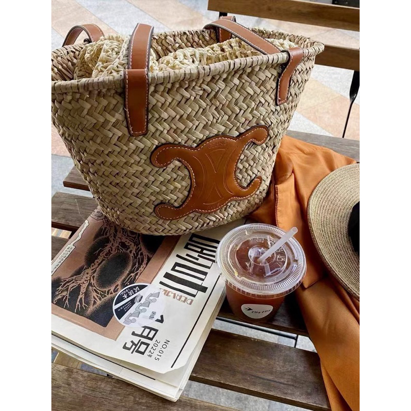 Túi cói chữ Celin hàng QC