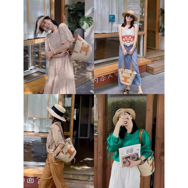 Túi cói chữ Celin hàng QC