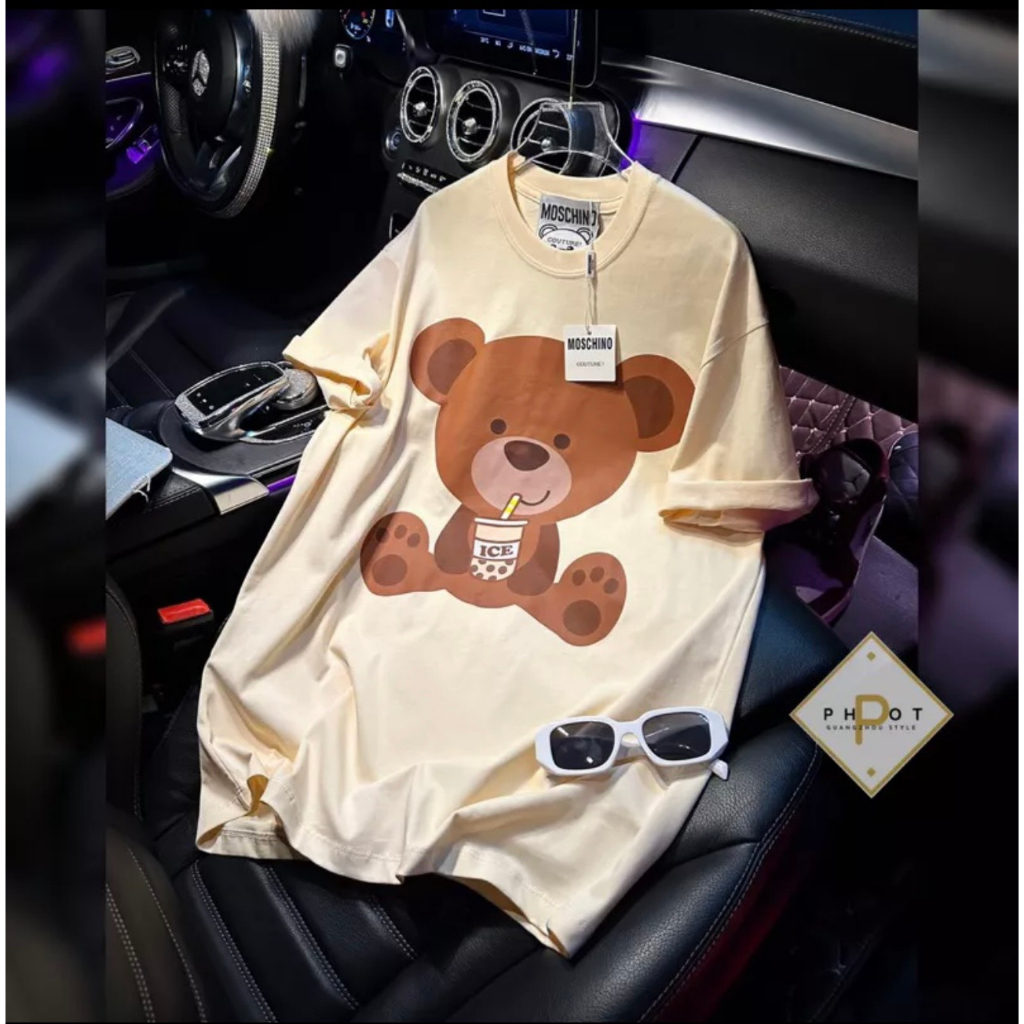 Áo Thun Gấu Mos.chino Nâu Trà Sữa Dáng Rộng Hottrend | BigBuy360 - bigbuy360.vn