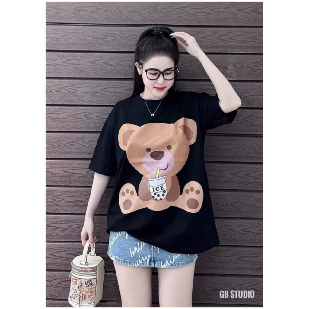 Áo Thun Gấu Mos.chino Nâu Trà Sữa Dáng Rộng Hottrend | BigBuy360 - bigbuy360.vn