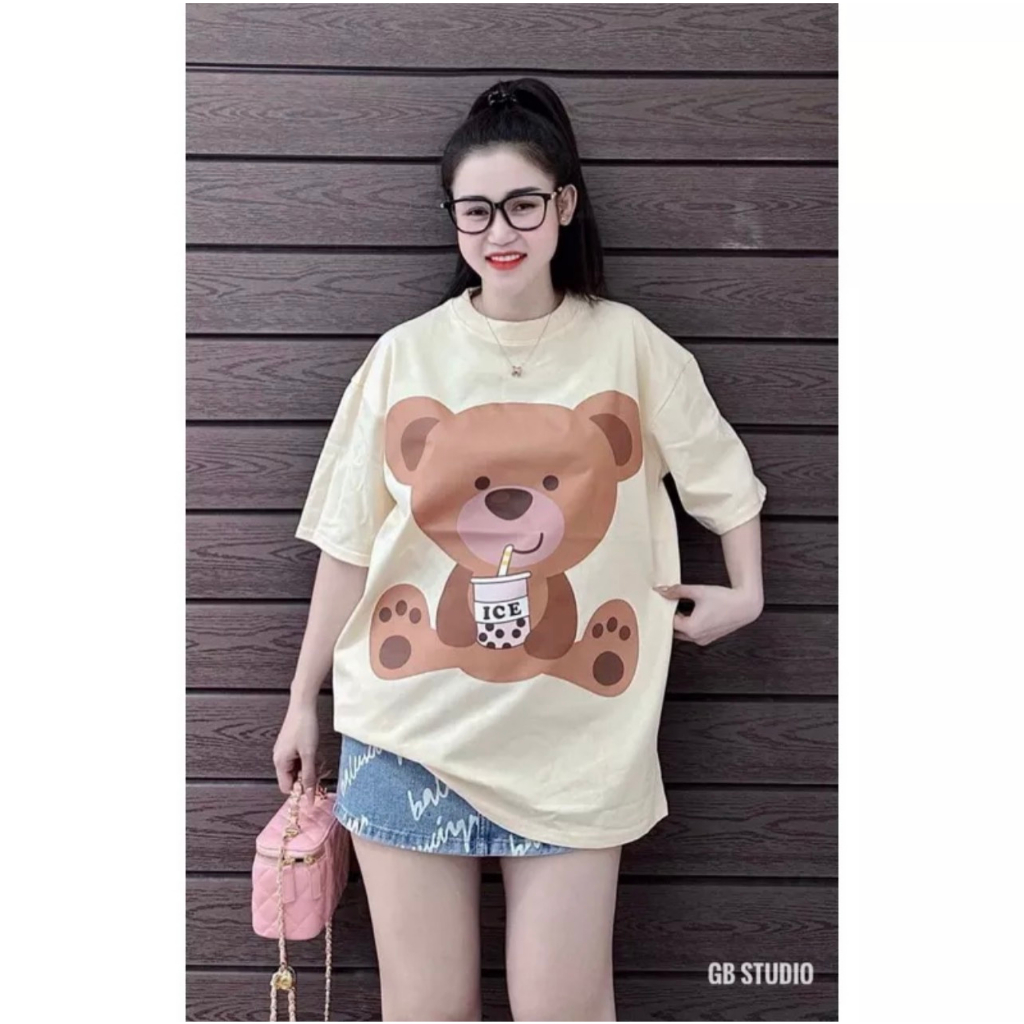 Áo Thun Gấu Mos.chino Nâu Trà Sữa Dáng Rộng Hottrend | BigBuy360 - bigbuy360.vn