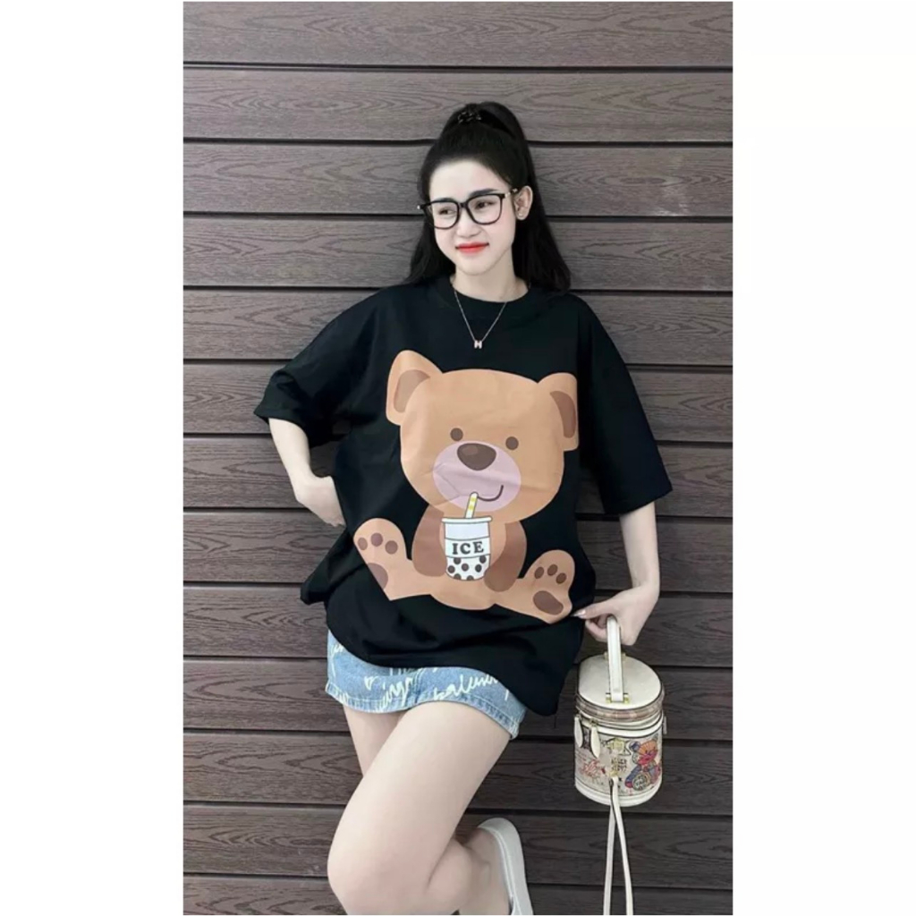 Áo Thun Gấu Mos.chino Nâu Trà Sữa Dáng Rộng Hottrend | BigBuy360 - bigbuy360.vn