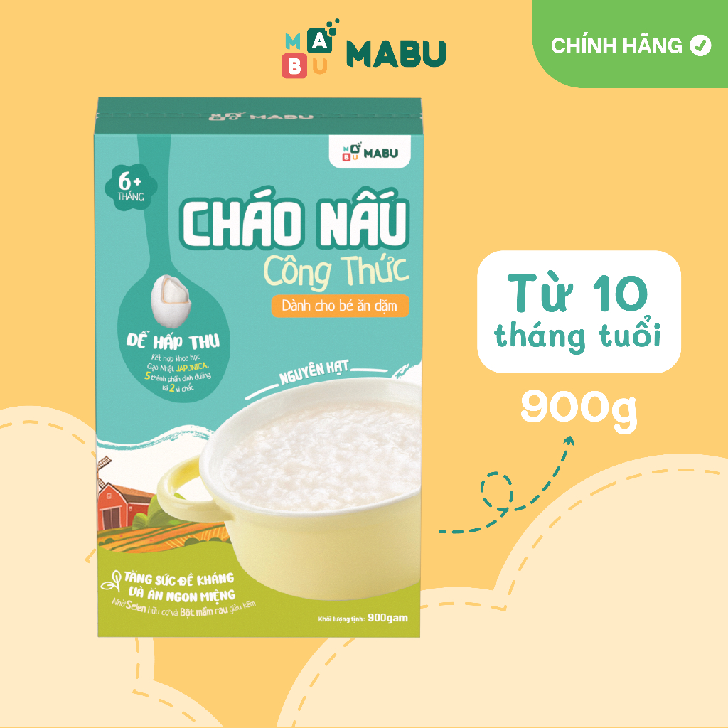 Cháo nấu công thức nguyên hạt Mabu (900gr), nấu nhanh dành cho bé từ 6 tháng tuổi ăn dặm truyền thống, kiểu Nhật