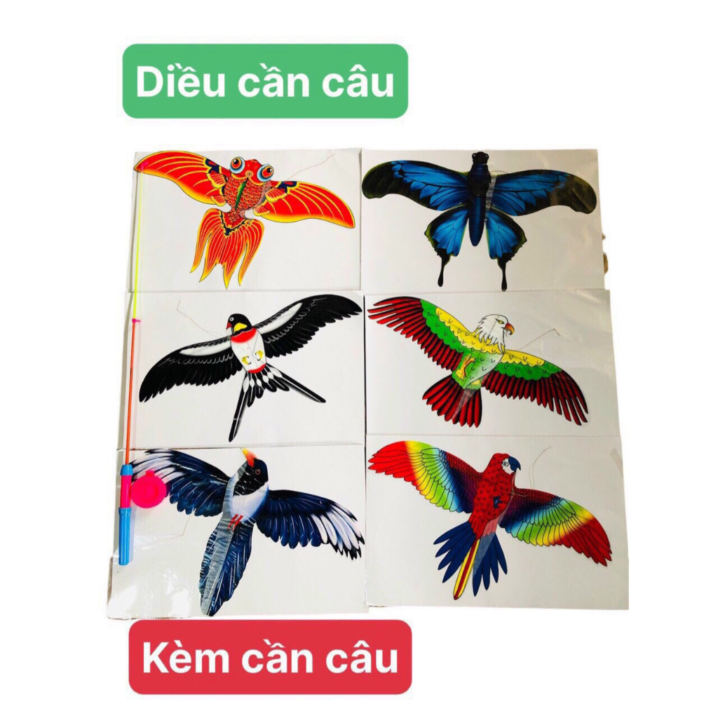 Đồ Chơi Diều Cần Câu 3D Mini 50cm Cho Bé Họa Tiết Hoạt Hình Dễ Thương Kèm Cần Câu Và Dây Thả 30M