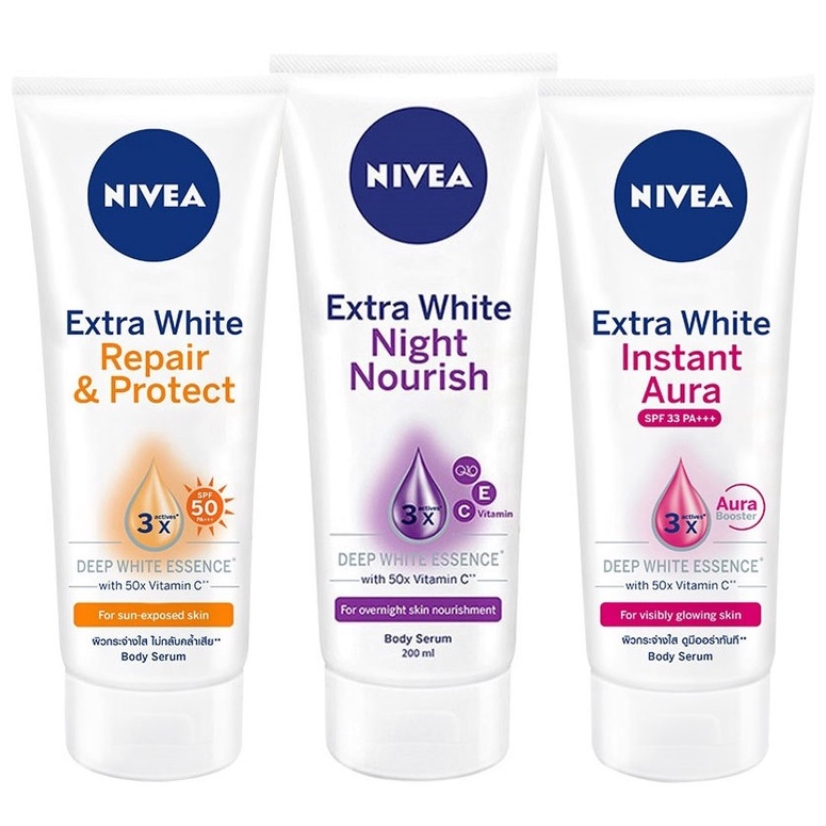 Kem dưỡng ẩm phục hồi da Nivea Extra White Repair & Protect Serum SPF50 /Dưỡng Thể Ban Đêm Nivea dạng Serum Night