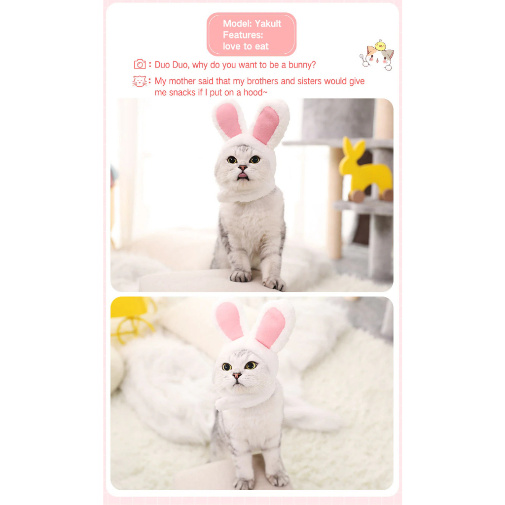 Mũ nón Tai Thỏ Ngộ Nghĩnh tai thỏ Dành Cho Thú Cưng