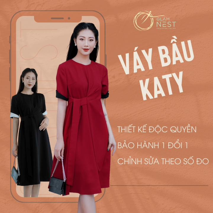 Váy Bầu Thiết Kế Đầm Bầu Công Sở Đẹp Thời Trang Dạo Phố Cao Cấp GLAM NEST VD023