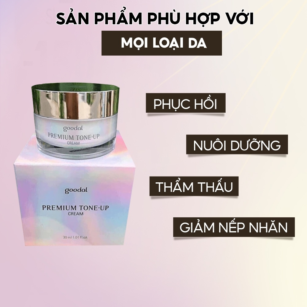 Kem dưỡng trắng da nâng tone Ốc Sên Goodal Premium Snail Tone-Up Cream Hàn Quốc 30ml giảm nếp nhăn Fuhocometics