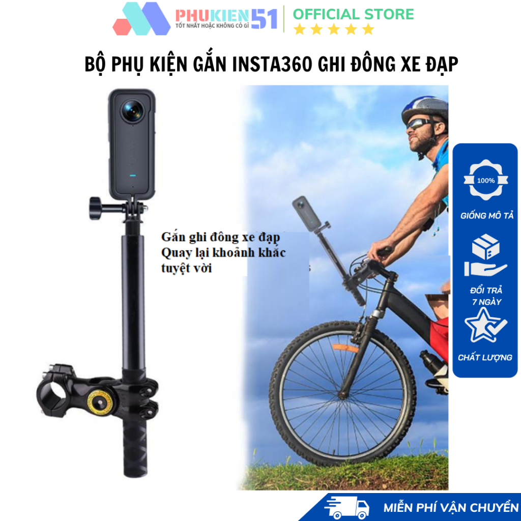 Giá kim loại gắn gậy insta 360 lên xe đạp, moto cho insta360, gopro max - phụ kiện cam hành trình giá rẻ