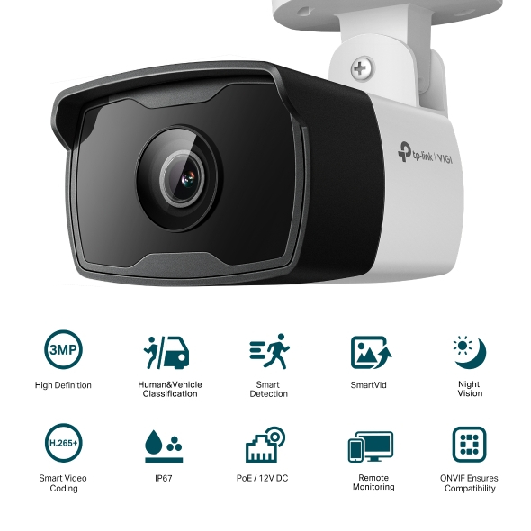 [Mã ELCL12 giảm 9% đơn 300K] Camera IP TP-Link CCTV VIGI C330I 3MP Hỗ Trợ Hồng Ngoại Ngoài Trời, Phát Hiện Thông Minh