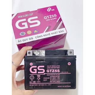 Bình ắc quy xe máy hiệu GS GTZ5S màu tím, bình điện xe máy