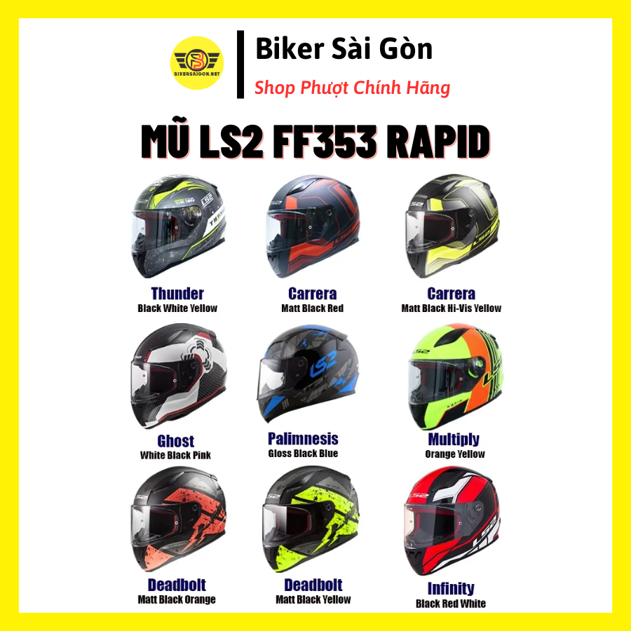 MŨ BẢO HIỂM FULLFACE LS2 FF353 RAPID GRAPHIC - Biker Sài Gòn